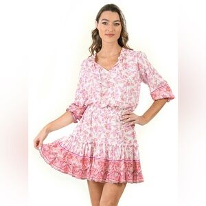 Walker & Wade Ibiza Rouge Floral Pink White mini Dress size XL EXTRA LARGE